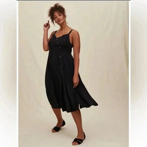 Torrid Midi Challis Asymmetrical Button-Front Dress‎ 00